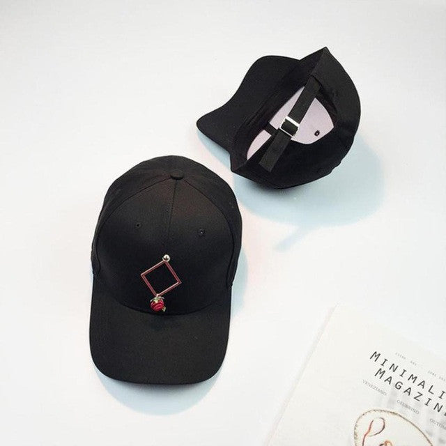 1PC Women Men Unisex Hats Cotton Adjustable Metal Baseball Cap Rose Snapback Caps Hip Hop Women Gorras    #23 GS
