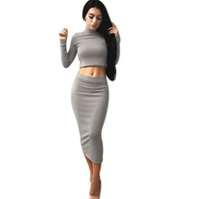 2 Piece Set Women Dress  Fashion  Turtleneck Sexy Elegant Women Long Sleeve Bodycon Party Club Womens Dresses #1215 GS