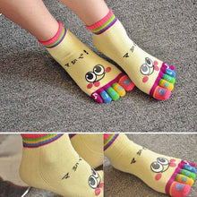 New Hot Fashion One Pair Lady Women Girls Smile Five Fingers Print Trainer Toe Ankle Socks  Wholesale GS