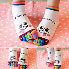 New Hot Fashion One Pair Lady Women Girls Smile Five Fingers Print Trainer Toe Ankle Socks  Wholesale GS