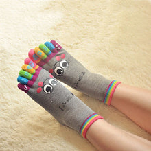 New Hot Fashion One Pair Lady Women Girls Smile Five Fingers Print Trainer Toe Ankle Socks  Wholesale GS