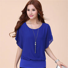 New Short-sleeved T Shirt Large Size Women's Summer O-neck Chiffon Batwing Sleeve T-shirt Female Casual Top 31076 GS