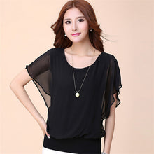 New Short-sleeved T Shirt Large Size Women's Summer O-neck Chiffon Batwing Sleeve T-shirt Female Casual Top 31076 GS