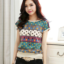 New Summer T Shirt Loose Plus Size S-4XL Women Retro Printed Short-sleeved T-shirt Women Batwing Sleeve Top 31068 GS