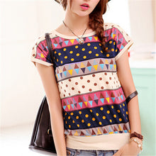 New Summer T Shirt Loose Plus Size S-4XL Women Retro Printed Short-sleeved T-shirt Women Batwing Sleeve Top 31068 GS
