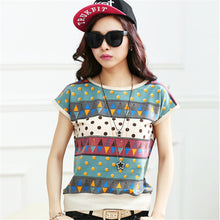 New Summer T Shirt Loose Plus Size S-4XL Women Retro Printed Short-sleeved T-shirt Women Batwing Sleeve Top 31068 GS
