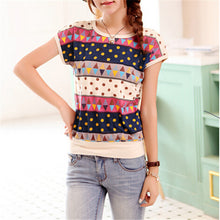 New Summer T Shirt Loose Plus Size S-4XL Women Retro Printed Short-sleeved T-shirt Women Batwing Sleeve Top 31068 GS