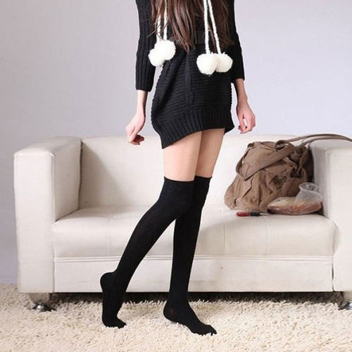 Newest 4Color 1 Pair Cotton Knee Socks Sexy Stockings Thinner Thigh High Socks Cuissarde Plus Size  J GS