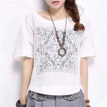 Summer Fashion T Shirt New Printing Loose Plus Size S-2XL Short Sleeve Linen Cotton T-shirt Women Casual Top 31070 GS