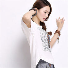 Summer Fashion T Shirt New Printing Loose Plus Size S-2XL Short Sleeve Linen Cotton T-shirt Women Casual Top 31070 GS