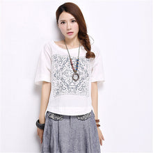 Summer Fashion T Shirt New Printing Loose Plus Size S-2XL Short Sleeve Linen Cotton T-shirt Women Casual Top 31070 GS
