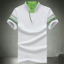 Summer Retro Style V-neck Short-sleeved T-shirt Men Plus Size M-5XL Printed T Shirt Korean Slim Casual Shirt Tops 31176 GS