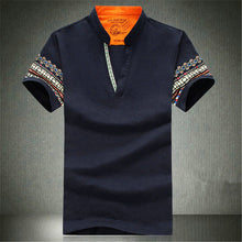Summer Retro Style V-neck Short-sleeved T-shirt Men Plus Size M-5XL Printed T Shirt Korean Slim Casual Shirt Tops 31176 GS