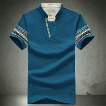 Summer Retro Style V-neck Short-sleeved T-shirt Men Plus Size M-5XL Printed T Shirt Korean Slim Casual Shirt Tops 31176 GS