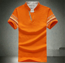 Summer Retro Style V-neck Short-sleeved T-shirt Men Plus Size M-5XL Printed T Shirt Korean Slim Casual Shirt Tops 31176 GS