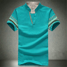 Summer Retro Style V-neck Short-sleeved T-shirt Men Plus Size M-5XL Printed T Shirt Korean Slim Casual Shirt Tops 31176 GS