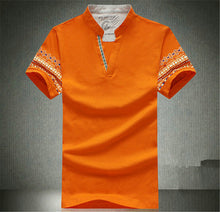 Summer Retro Style V-neck Short-sleeved T-shirt Men Plus Size M-5XL Printed T Shirt Korean Slim Casual Shirt Tops 31176 GS
