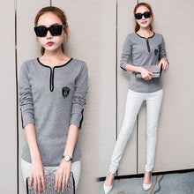 Autumn New Women Long Sleeve Casual Blouse Fashion O-neck Print Shirt Tops Female Slim Shirts With Zipper 71638 GS