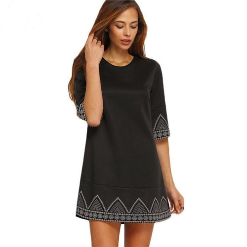 Women Dress Elegant Bohomian Print Half Sleeved Evening Party Workwear Mini Dress Ladies Dresses Robe Femme GS