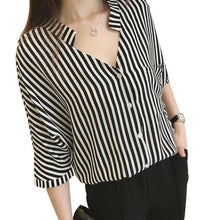 Brand New Fashion Blusas Femininas 3/4 Sleeve Stand Hot  Pocket Tops With Button Shirt Polka Dot Stripped Blouse 71044 GS