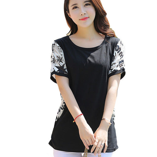 Brand New Short Batwing Sleeve Plus Size L-3XL T-shirts Female Print Lace t shirts Women Top 71061 GS