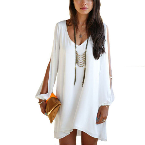 Brand New Vestidos Plus Size Straight Knee-Length Dress Brief Full Off Shoulder O-neck Chiffon Women Dresses 70936 GS