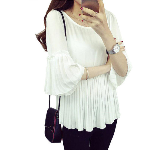 Casual Women T shirts O-neck Chiffon Tshirt Female Half Butterfly Sleeve Female Tops 70780 GS