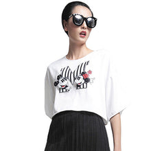 Casual Women T shirts O-neck Cotton Tshirt Female Half Sleeve Female Plus Size Carton Letter Print Crop Tops 70795 GS