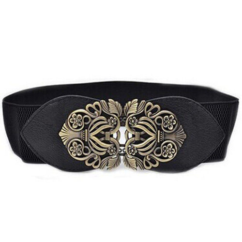 Elastic waistband wide belt for women Vintage Metal Waist Belt sweet Women fashion belt Cummerbunds female dress decoration GS