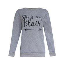 Fashion  Long Sleeve Best Friends T shirt Women Clothes"She's My Serena,She's My Blair" Print Tops For Girlfriends GS