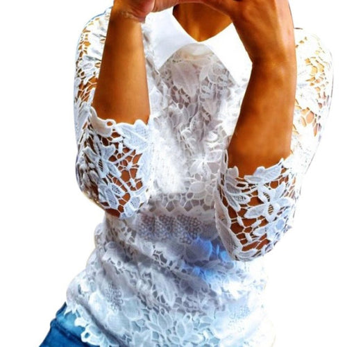 Fashion  Style Lace Ladies Blouses Loose Casual Long Sleeve Shirt Women Tops Blouse Ladies Tops Camisas Femenina GS