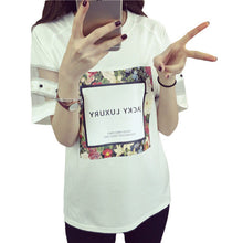 Fashion Mesh Women clothing T shirts Letter Printed Floral Print T-shirt Women LaceTop Short Sleeve Female tops 70608 GS
