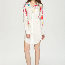 Fashion New Summer Print Long Sleeve Blouse Women Plus Size Tops Casual Turn-down Collar Shirt S-L With Button 71598 GS