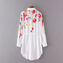Fashion New Summer Print Long Sleeve Blouse Women Plus Size Tops Casual Turn-down Collar Shirt S-L With Button 71598 GS