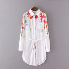 Fashion New Summer Print Long Sleeve Blouse Women Plus Size Tops Casual Turn-down Collar Shirt S-L With Button 71598 GS