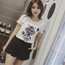 Fashion Short Sleeve T-shirts European Style Plus Size Female T shirts Carton Print Top O-neck Women t shirt 71291 GS