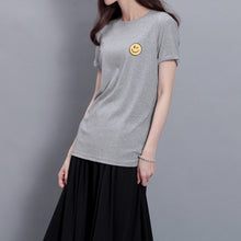 Fashion Short Sleeve T-shirts Plus Size Female t shirts Plus Size Top O-neck Women Smile Face Print T shirt 71673 GS