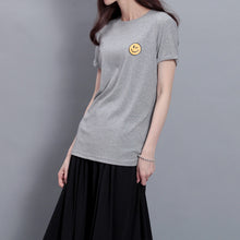 Fashion Short Sleeve T-shirts Plus Size Female t shirts Plus Size Top O-neck Women Smile Face Print T shirt 71673 GS