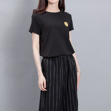 Fashion Short Sleeve T-shirts Plus Size Female t shirts Plus Size Top O-neck Women Smile Face Print T shirt 71673 GS