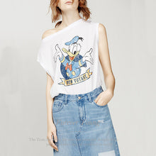 Fashion Sleeveless T-shirts Plus Size Female T shirts Duck Letter Print Top O-neck Women Animal Printt t shirt 71568 GS