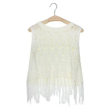 Fashion  Crop Top Women Beach Loose Kinitted Hollow Out Tassel Shirts Women Sleeveless Women Tops Cropped Feminino GS