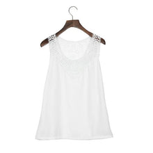 Fashion T-shirt Women Sleeveless Lace Knitting T Shirt Women Tops Black White Shirts Camiseta Mujer GS