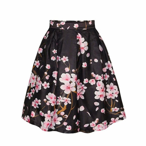 Fashion Women 3 Colors Skirt Work Wear Elegant Skirts Women A-Line Print Umbrella Mid Skirt Puff Skirts Womens Clothing GS