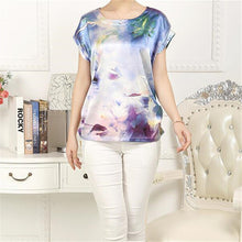 Fashion Women T shirts Floral Print T-shirt Top Short Sleeve XL-4XL Female Plus Size tops 71037 GS