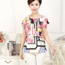 Fashion Women T shirts Floral Print T-shirt Top Short Sleeve XL-4XL Female Plus Size tops 71037 GS