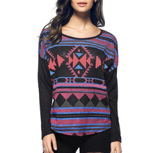 Fashion Women T shirts Geometry Print Thin Long Sleeve Tops Round Neck Zipper Pullover T-Shirt Female camiseta feminina GS