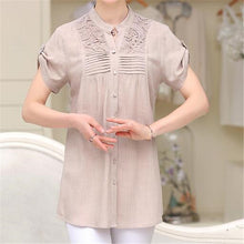 Fashion Women T shirts Long T-shirt Women Stand Button Top Short Sleeve Lace XL-4XL Female Plus Size tops 71012 GS