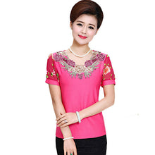Fashion Women T shirts Print T-shirt Women O-neck AppliquesTop Short Sleeve XL-4XL Female Plus Size tops 71010 GS