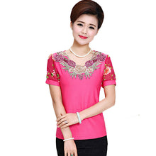 Fashion Women T shirts Print T-shirt Women O-neck AppliquesTop Short Sleeve XL-4XL Female Plus Size tops 71010 GS