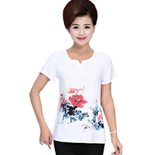 Fashion Women T shirts Print T-shirt Women V-neck Top Short Sleeve XL-4XL Female Plus Size tops 70921 GS